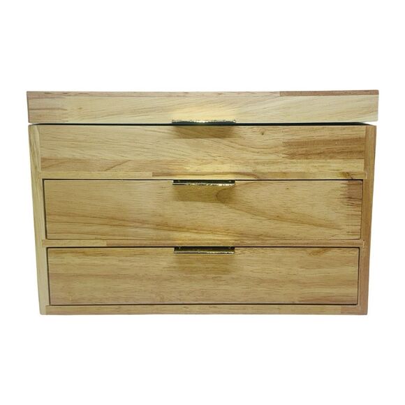 a new day Three Drawer Jewelry Box Organizer - Light Brown - 7.25” x 11” x 7.25” - Picture 1 of 5